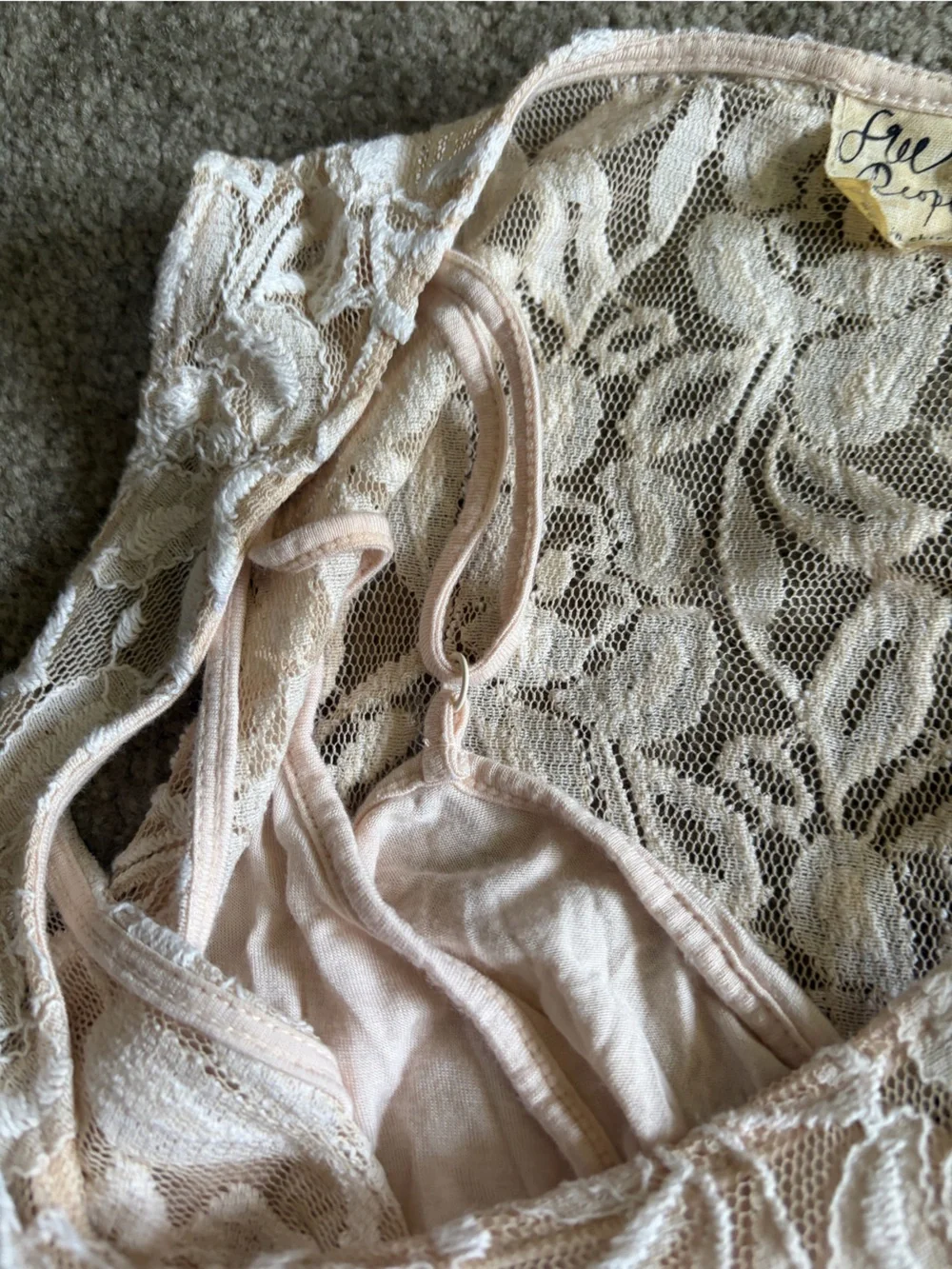 Free People Cream Lace Sleeveless A-Line Dress